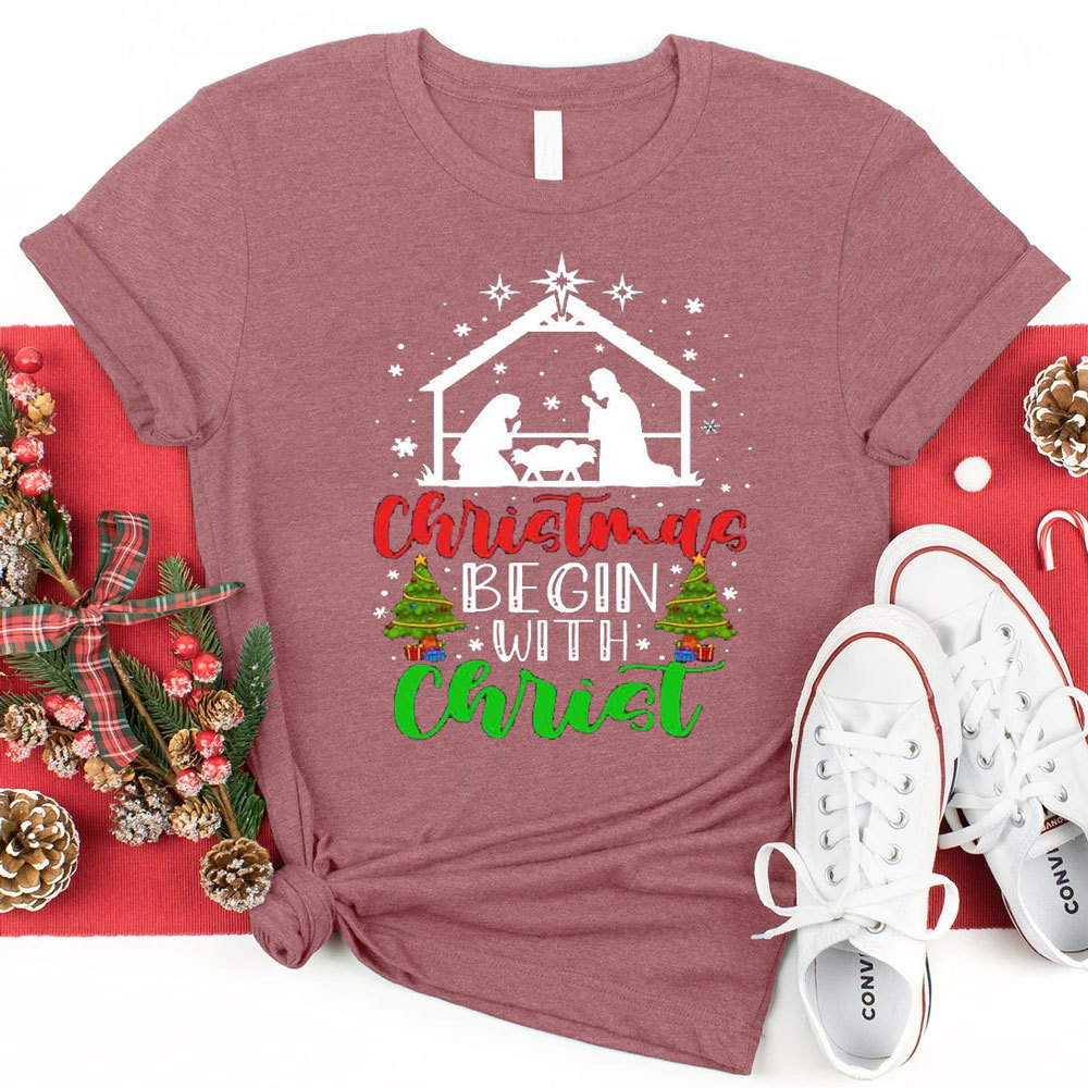 Christmas Begins with Christ Unisex Shirt