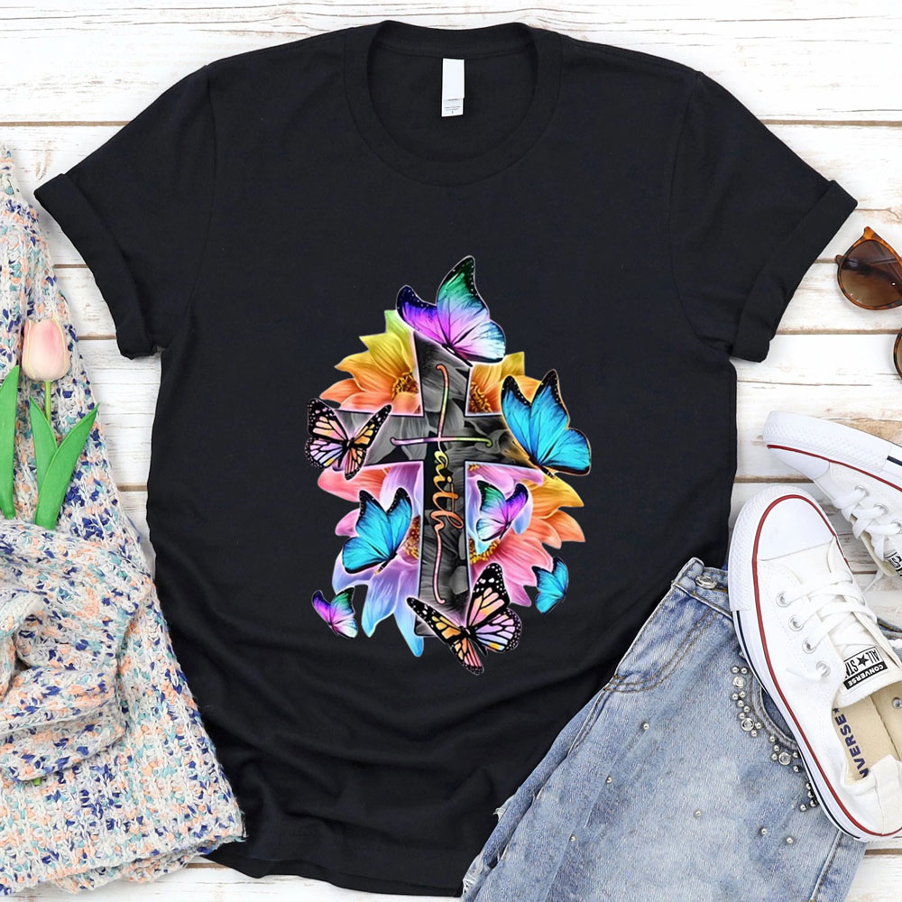 Faith Cross Butterfly Christian Shirt