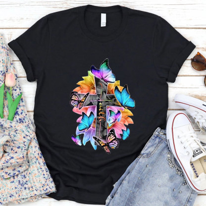 Faith Cross Butterfly Christian Shirt