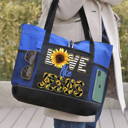 Love Like Jesus Sunflower Tote Bag