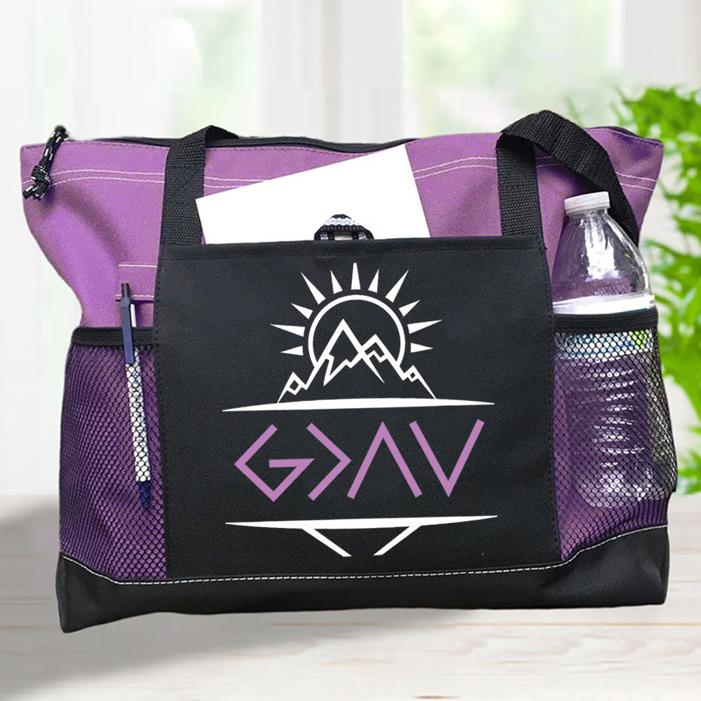 God Is Greater than the Highs and Lows Tote Bag