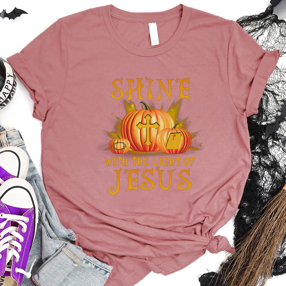 Shine with the Light of Jesus Halloween Pumpkin T-Shirt