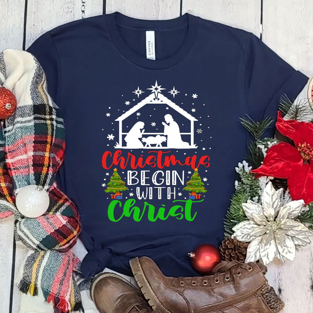Christmas Begins with Christ Unisex Shirt