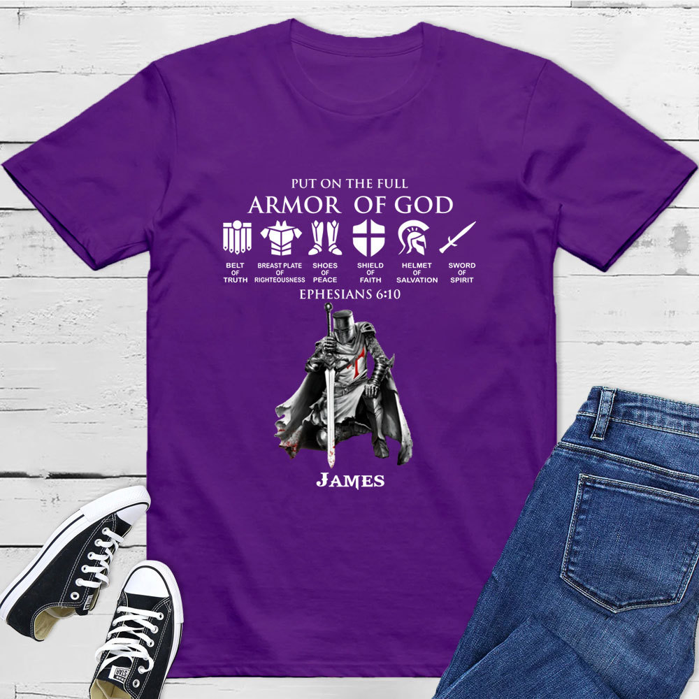 Personalized Put on the Full Armor of God Christian T-Shirt