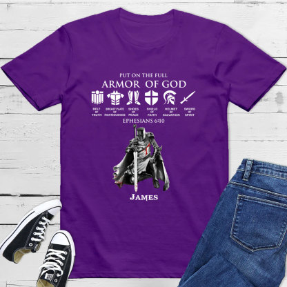 Personalized Put on the Full Armor of God Christian T-Shirt