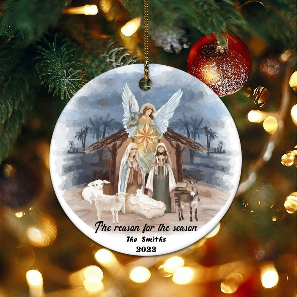 Personalized The Reason for the Season Nativity Family Christmas Ornament