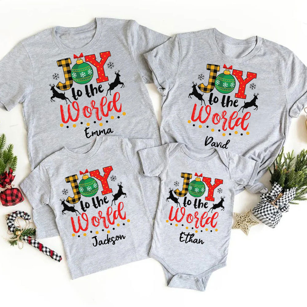Personalized Joy to the World Christmas Family Matching Shirt Sale - GuidingCross