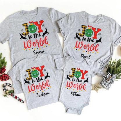 Personalized Joy to the World Christmas Family Matching Shirt