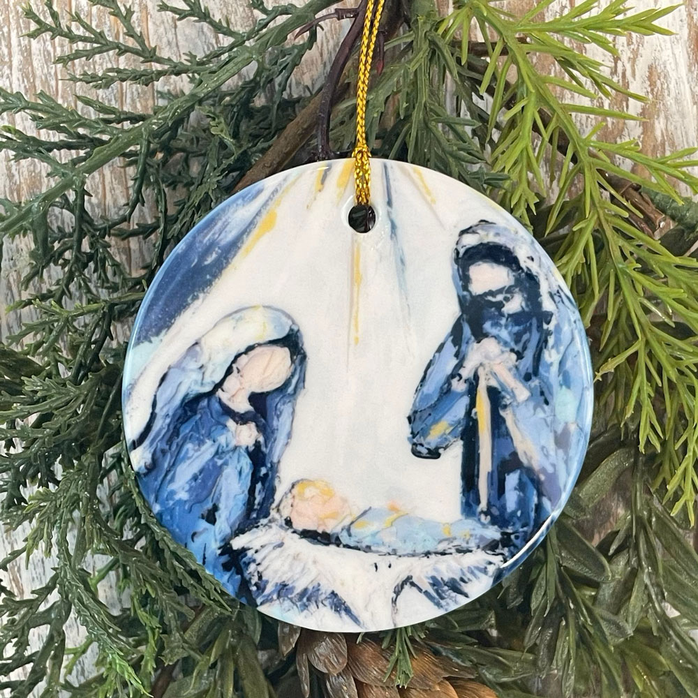 Nativity Christmas Ornament in Blue