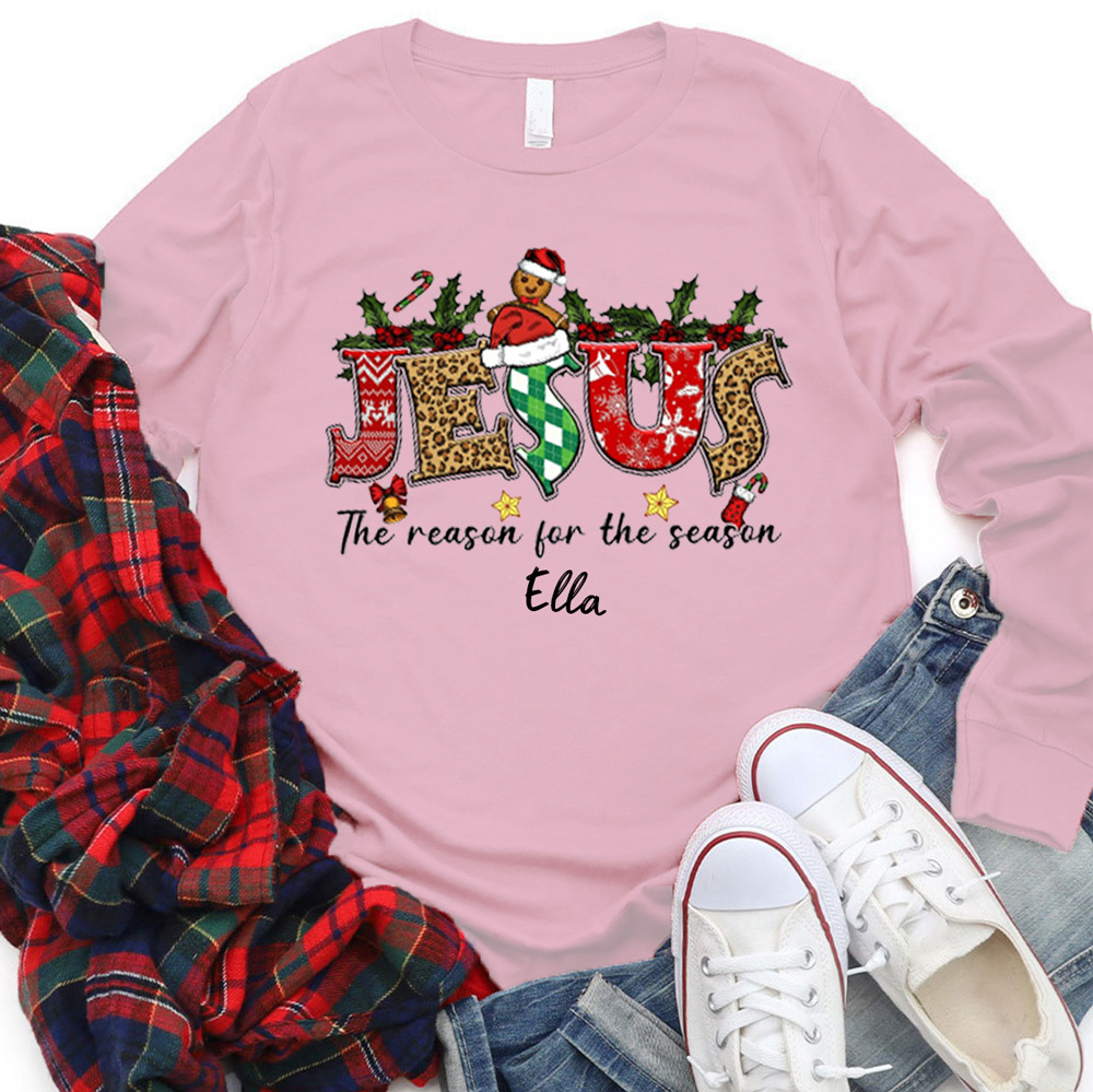 Personalized Jesus Is the Reason Christmas Long Sleeve T-Shirt