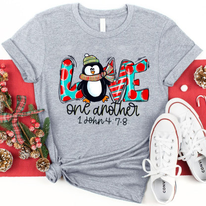 Love One Another Penguin Christmas T-Shirt