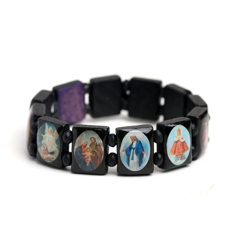 Wooden Saints and Angels Stretch Bracelet