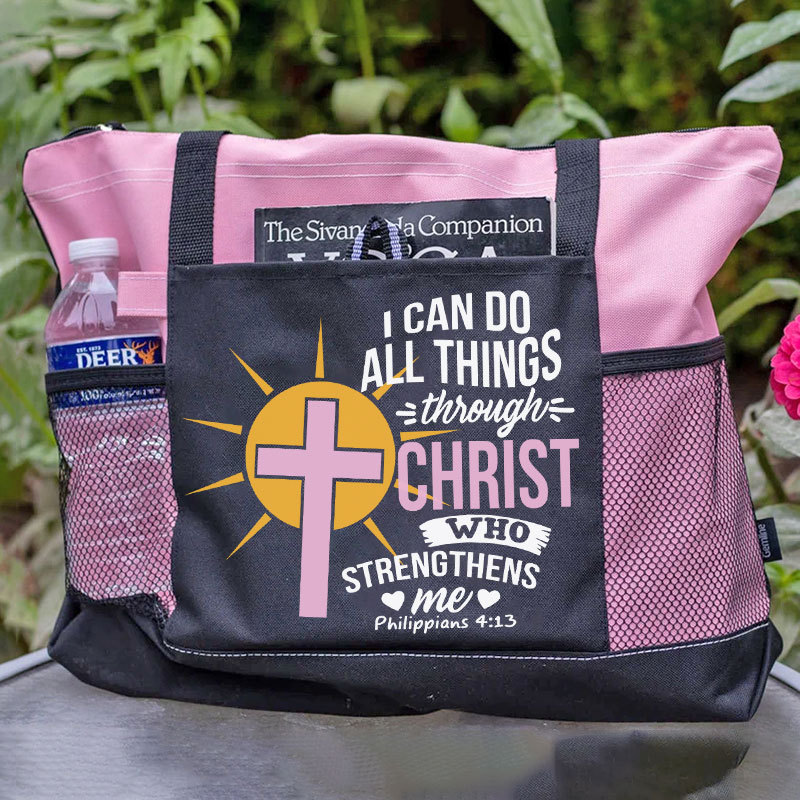 I Can Do All Things Through Christ Who Strengthens Me Guiding Cross Tote Bag