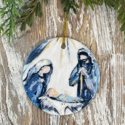Nativity Christmas Ornament in Blue