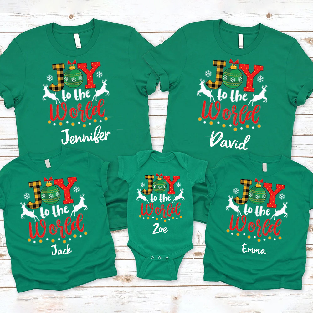 Personalized Joy to the World Christmas Family Matching Shirt