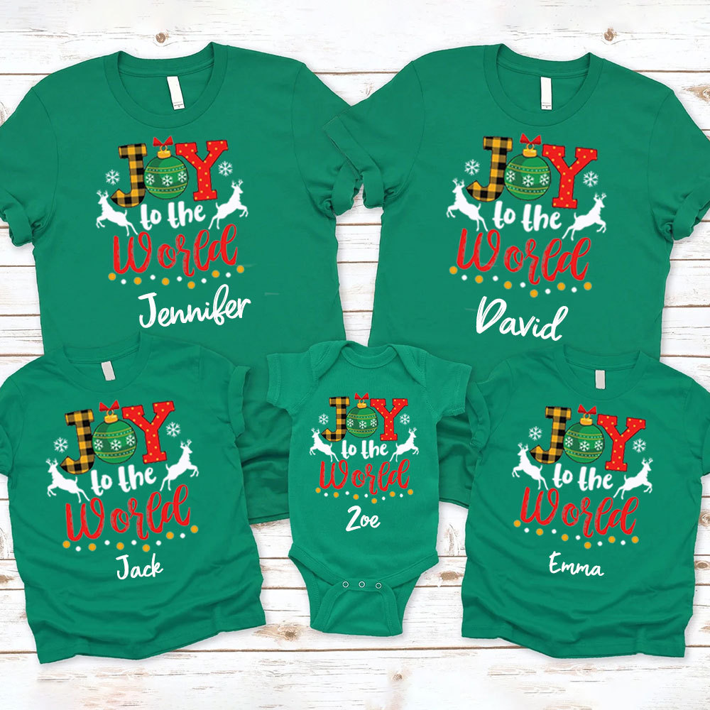 Personalized Joy to the World Christmas Family Matching Shirt