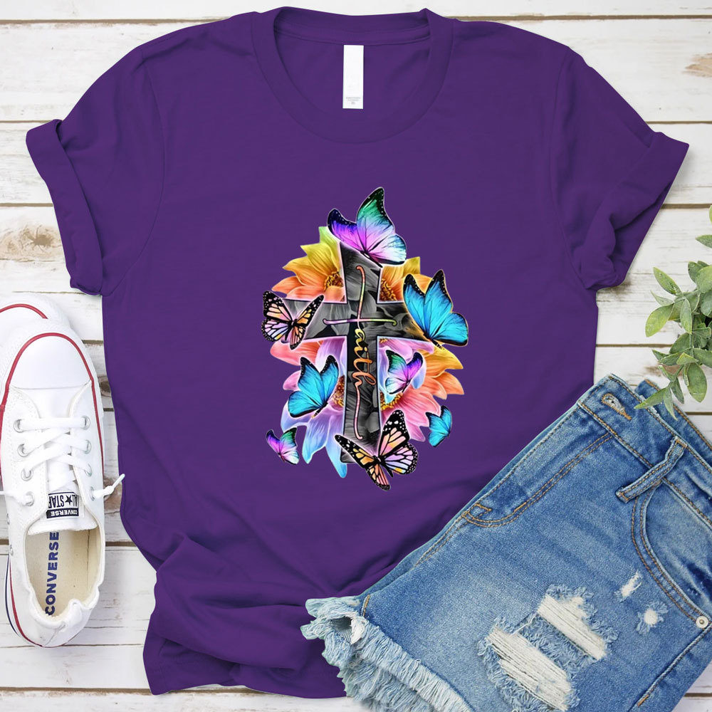 Faith Cross Butterfly Christian Shirt