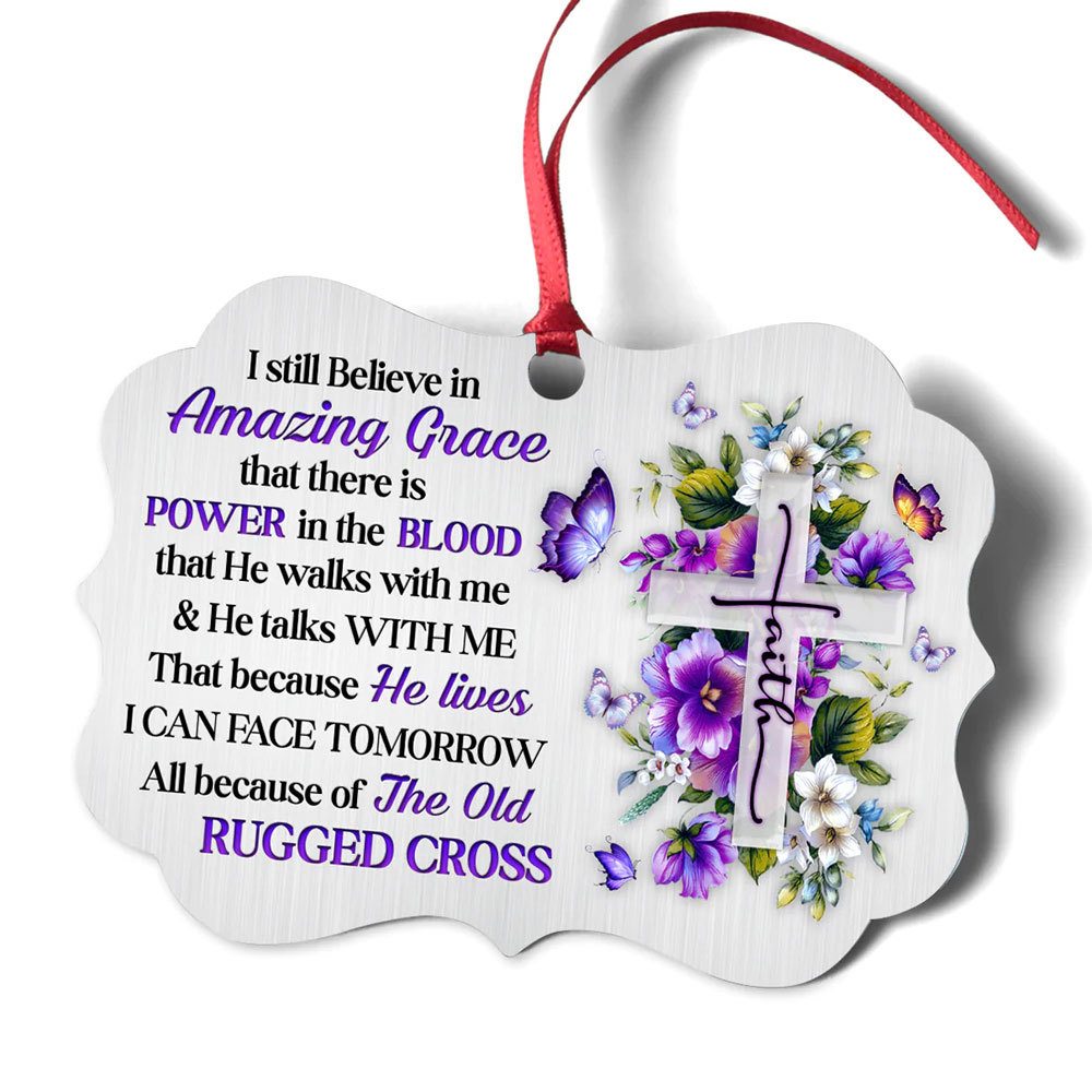 I Still Believe in Amazing Grace Floral Cross Ornament