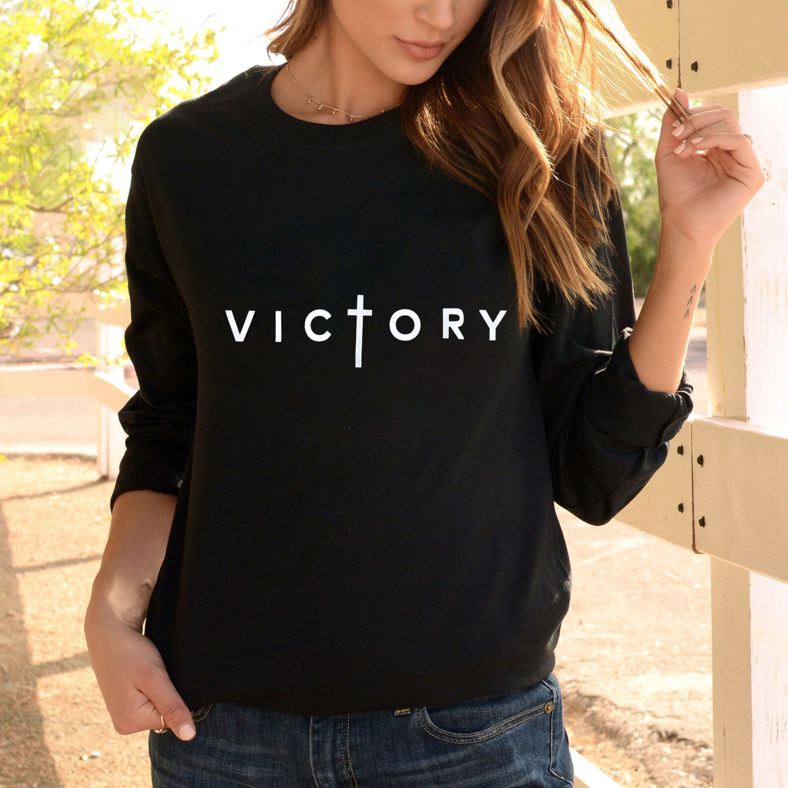 Black Christian Victory Long Sleeve T-Shirt