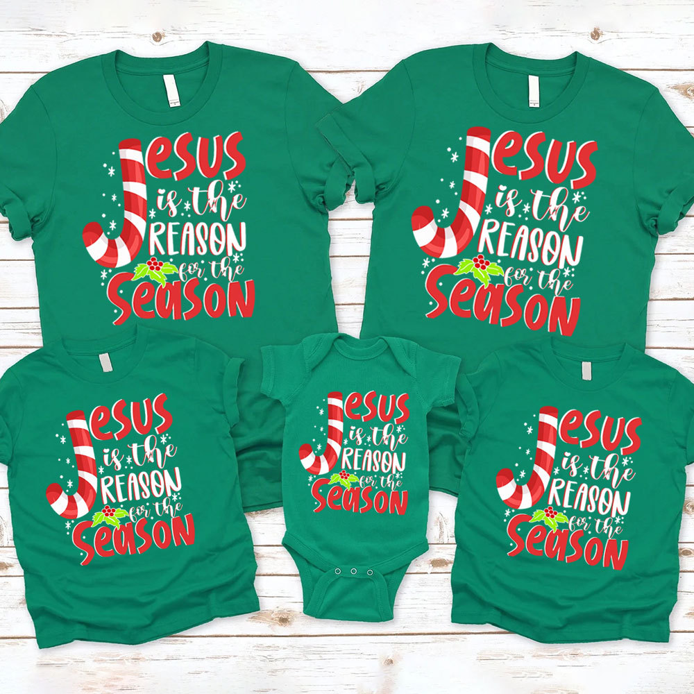 Jesus Is the Reason for the Season Christian Christmas Family Matching Shirts