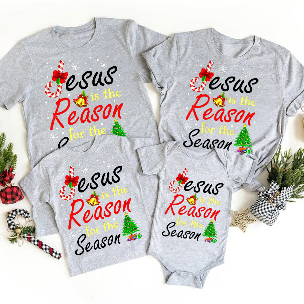 Jesus the Reason for the Season Christian Christmas Family Matching Shirts