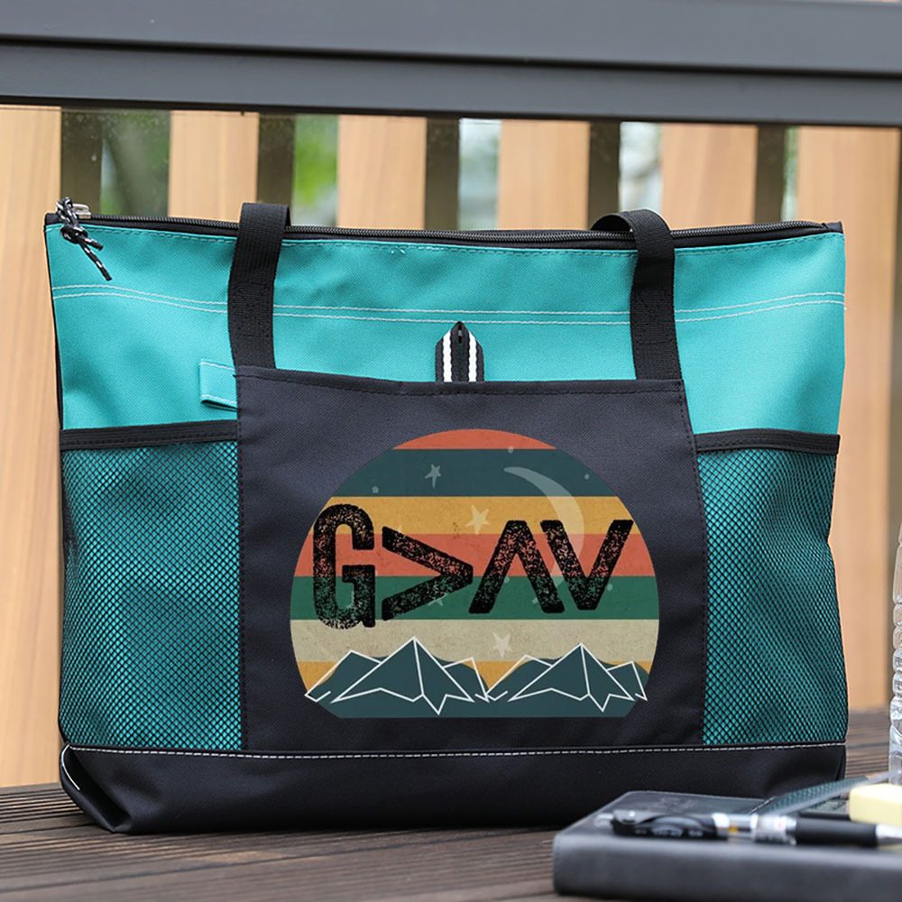 God Is Greater than the Highs and Lows Sunset Mountain Tote Bag