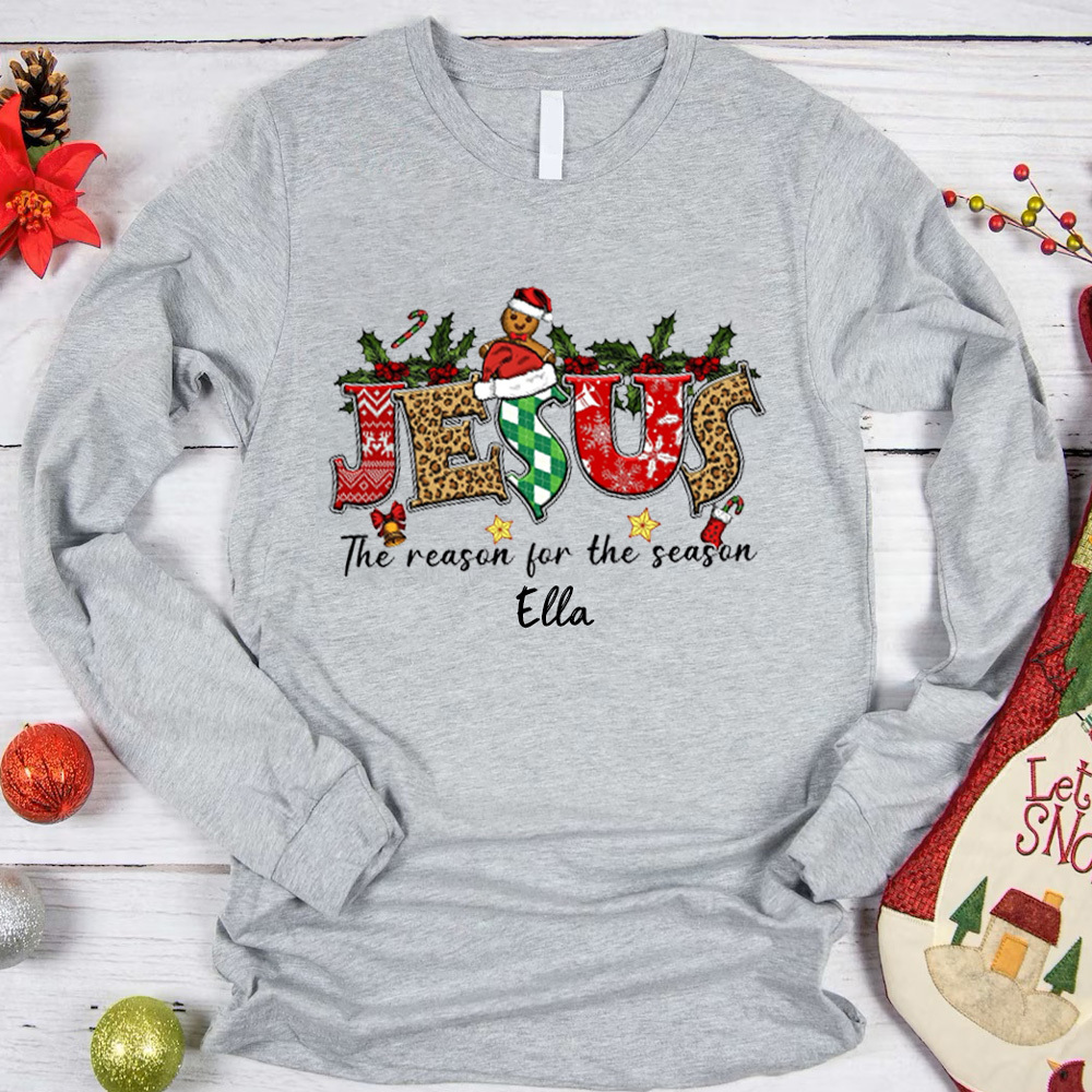 Personalized Jesus Is the Reason Christmas Long Sleeve T-Shirt