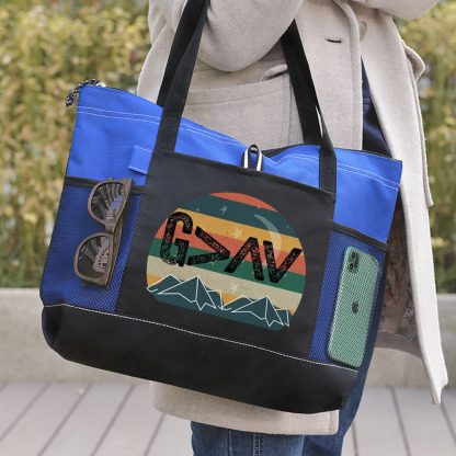 God Is Greater than the Highs and Lows Sunset Mountain Tote Bag