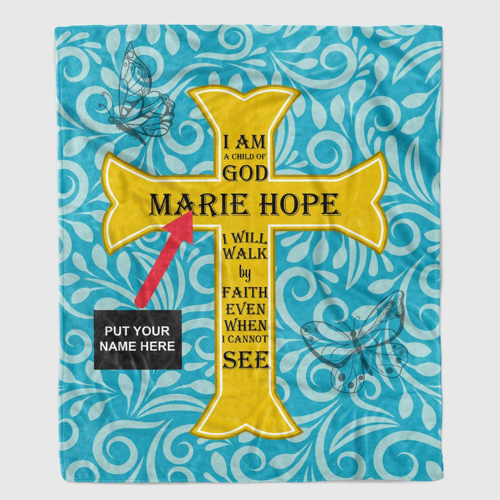 I Am a Child of God Custom Name Blanket