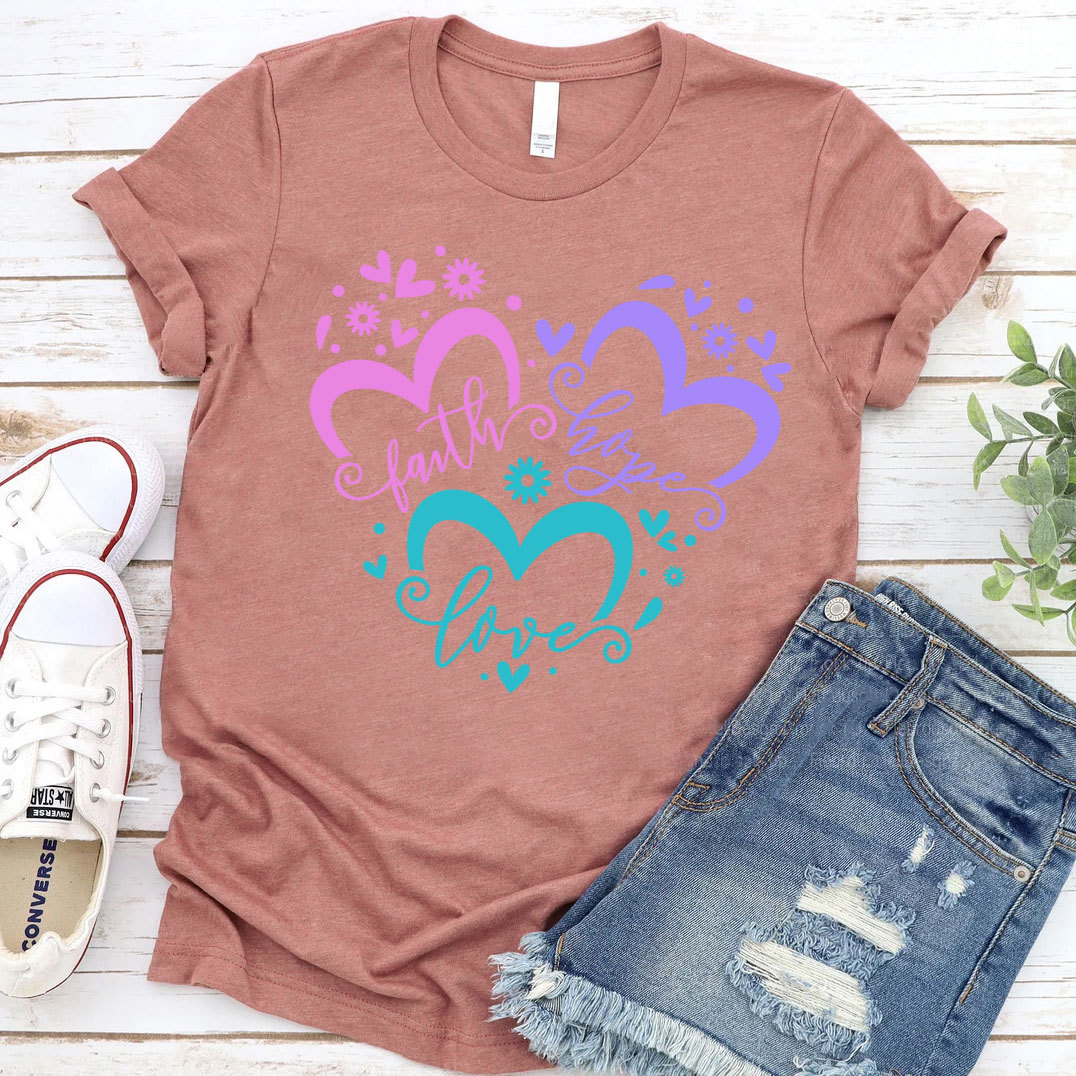 Faith Love Hope Heart Christian Shirt