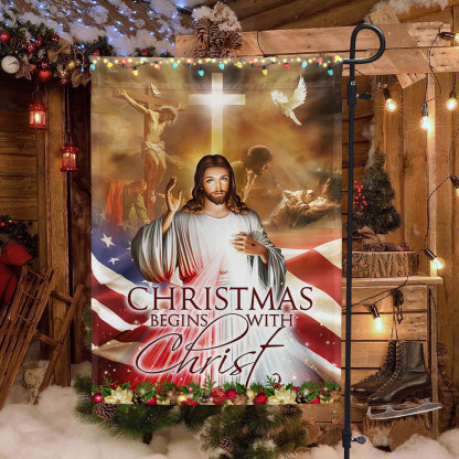 Christmas Begins with Christ Flag