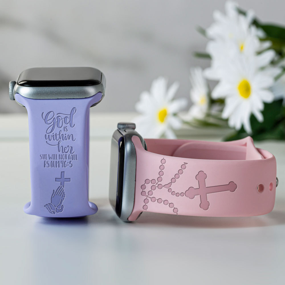 God Is Within Her She Will Not Fall Engraved Watch Band