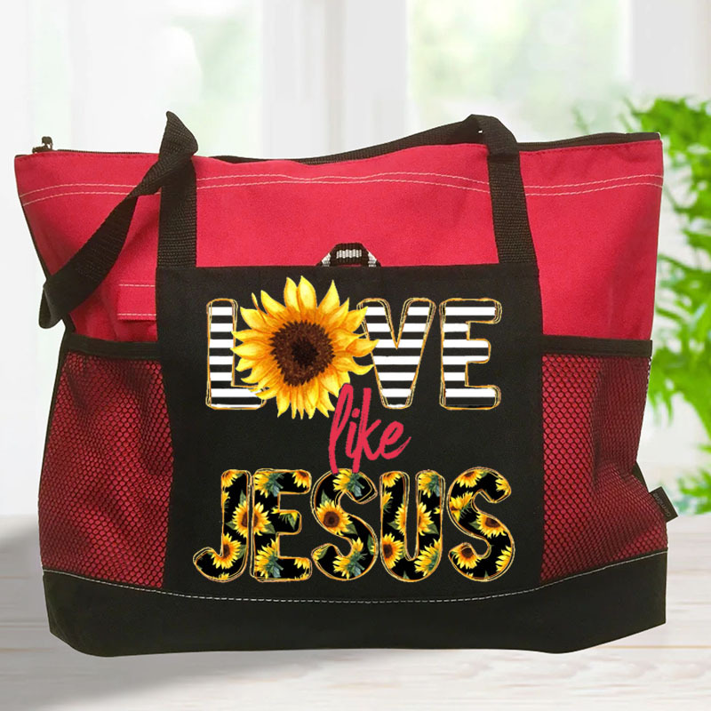 Love Like Jesus Sunflower Tote Bag