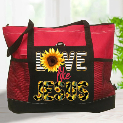 Love Like Jesus Sunflower Tote Bag