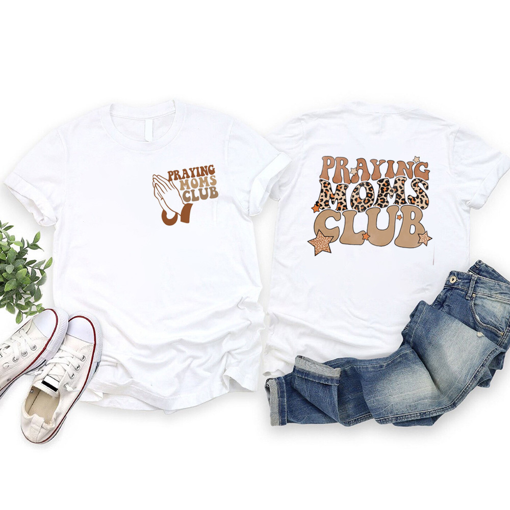 Retro Leopard Praying Moms Club Shirt