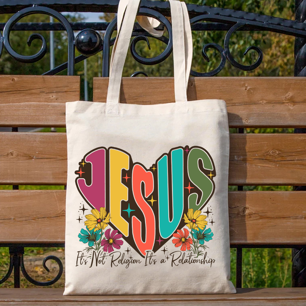 Jesus It’s Not Religion It’s a Relationship Canvas Tote Bag