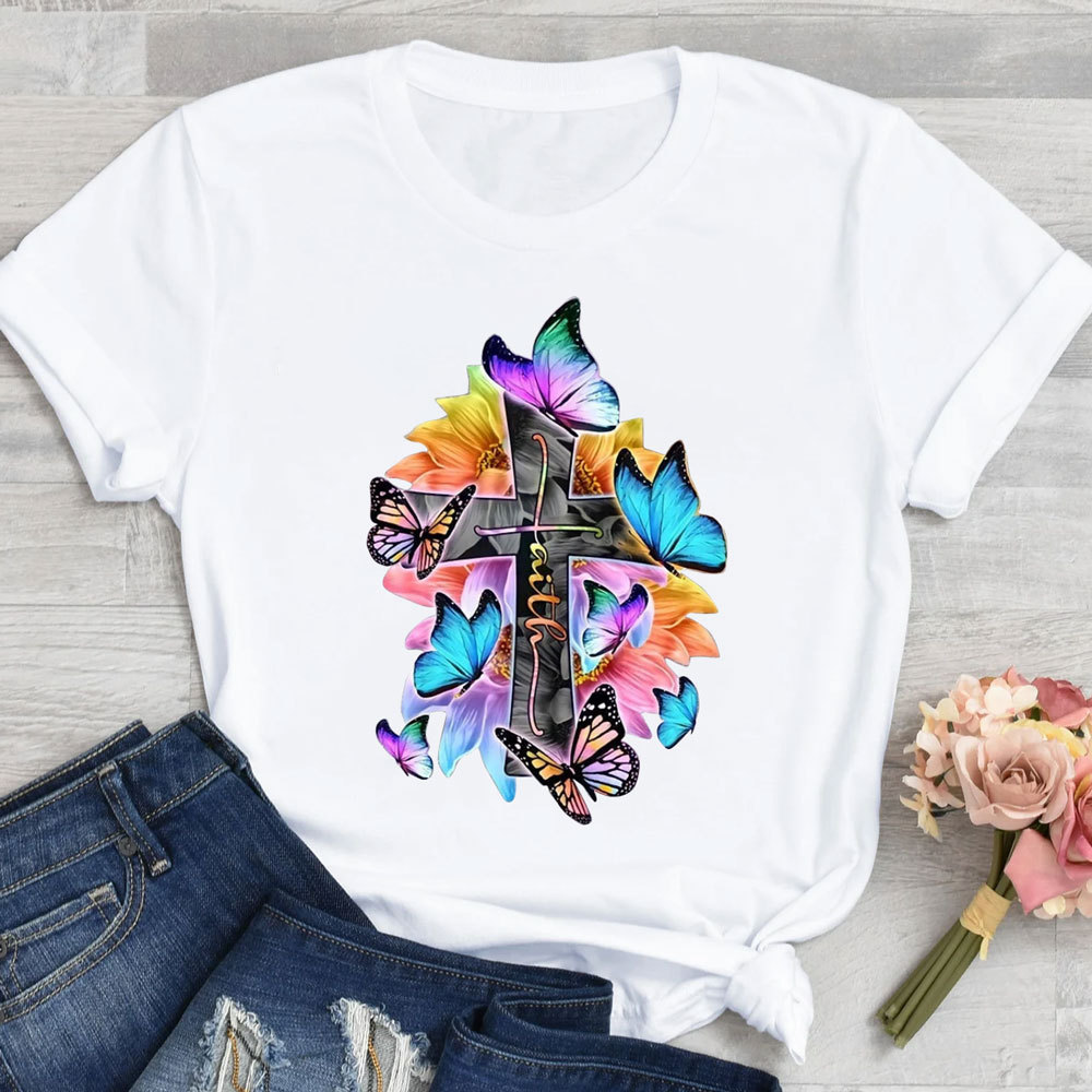 Faith Cross Butterfly Christian Shirt