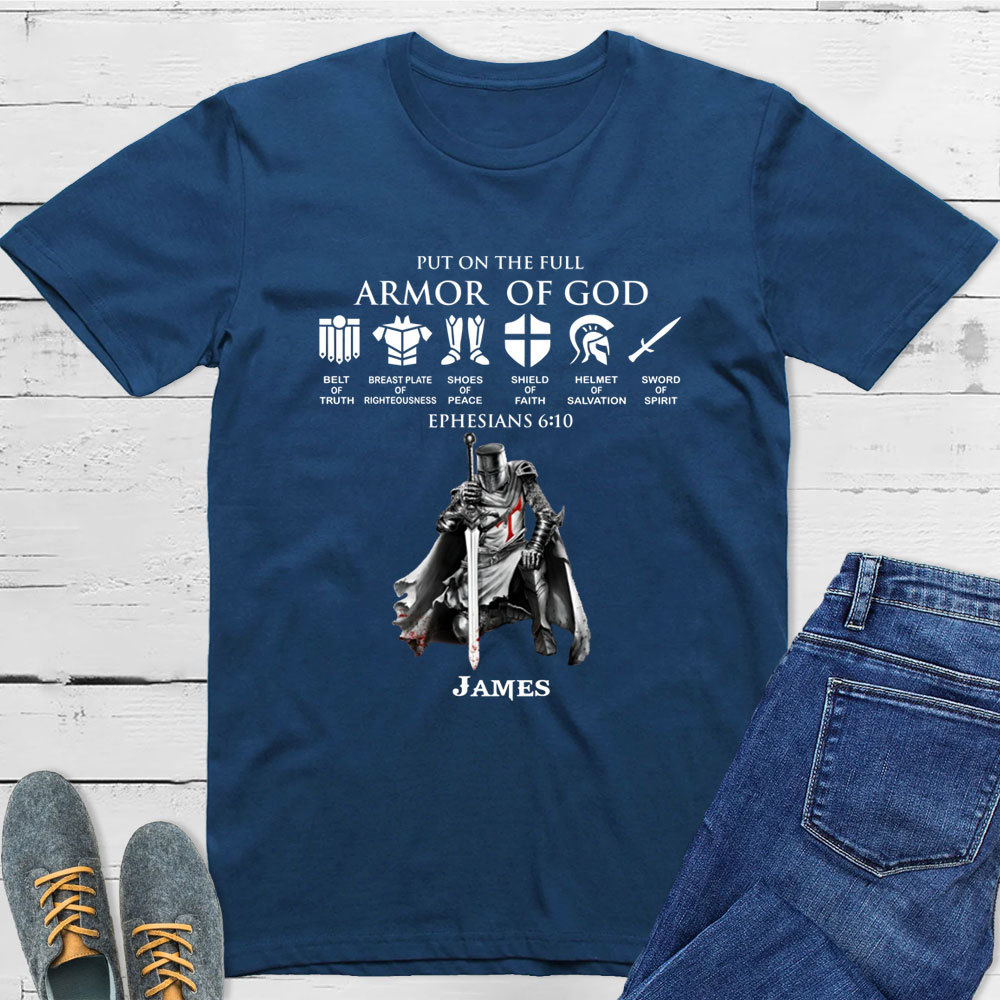 Personalized Put on the Full Armor of God Christian T-Shirt