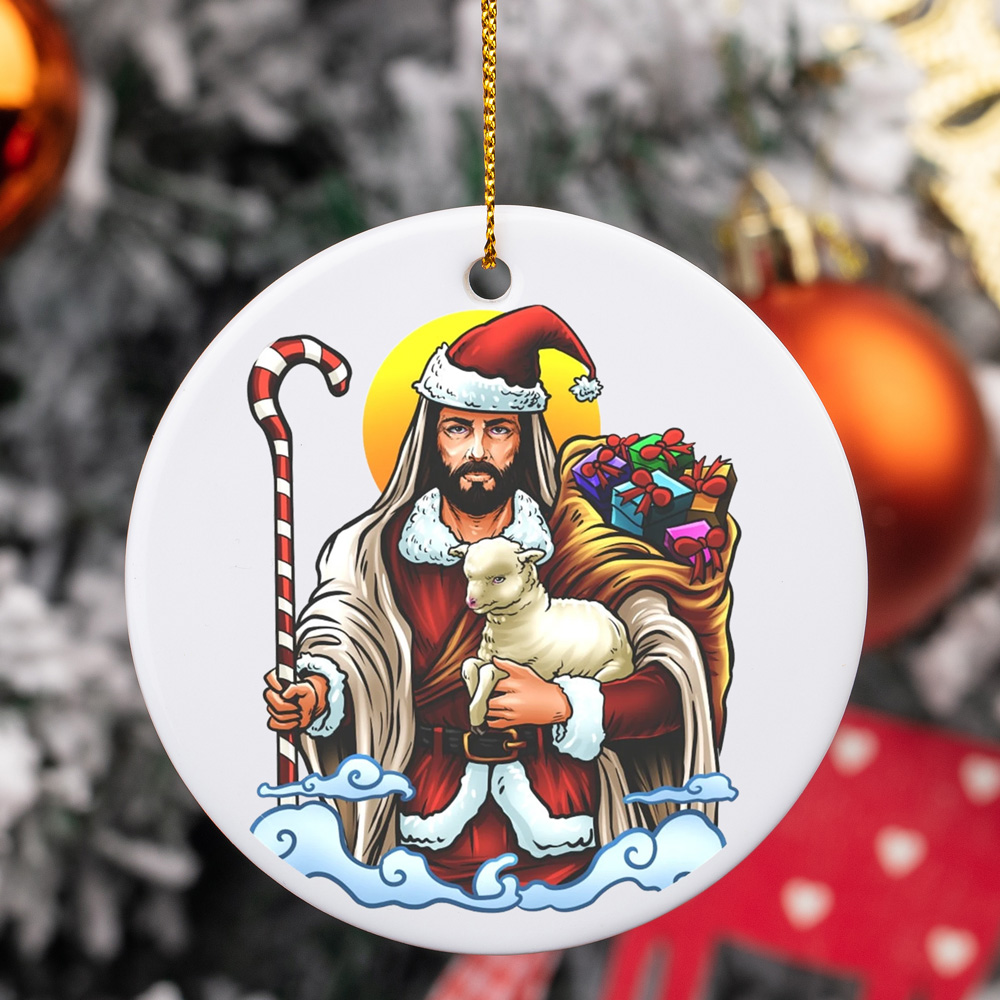 Santa Jesus Christmas Ornament