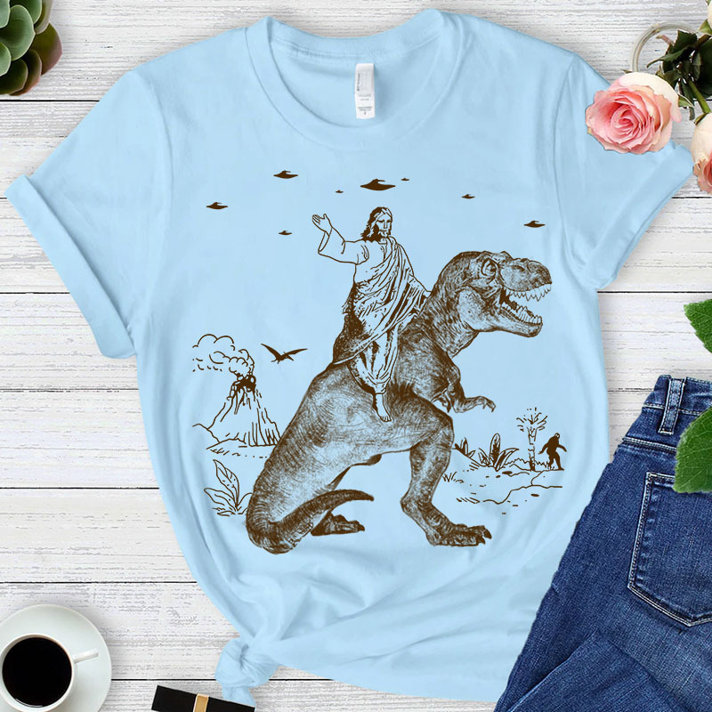 Jesus Riding Dinosaur T-Shirt