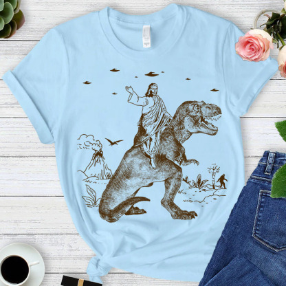 Jesus Riding Dinosaur T-Shirt