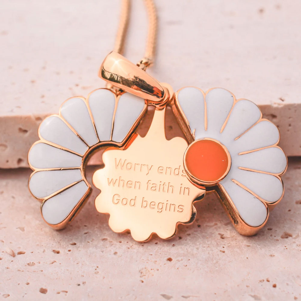 Hidden Message Daisy Locket Necklace Christian Jewelry