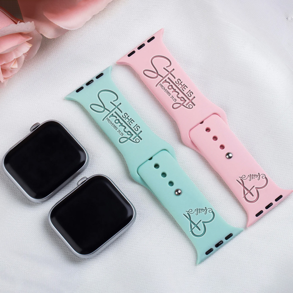 She Is Strong Faith Engraved Watch Band for Apple, Fitbit and Samsung