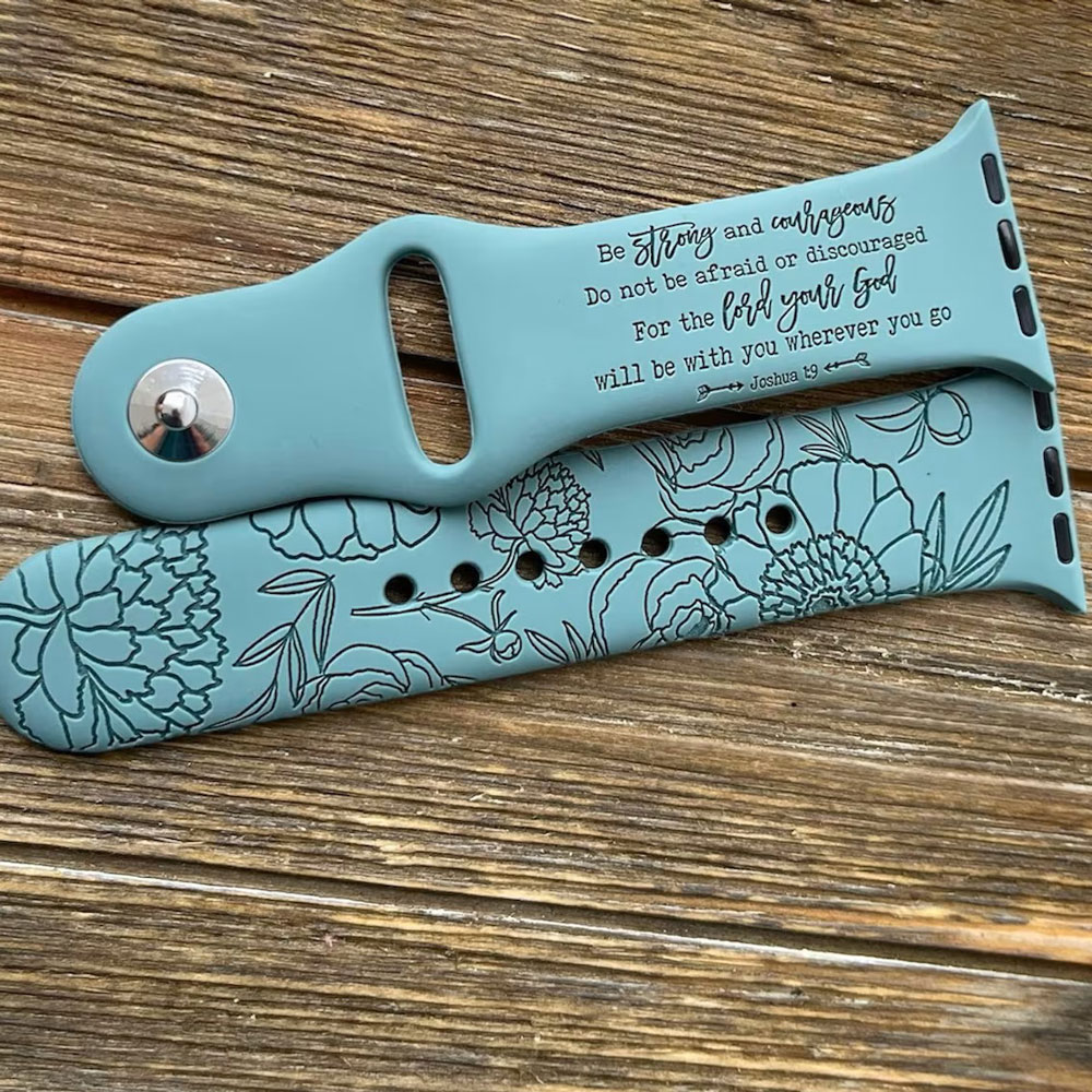 Be Strong and Courageous Joshua 1:9 Engraved Watch Band