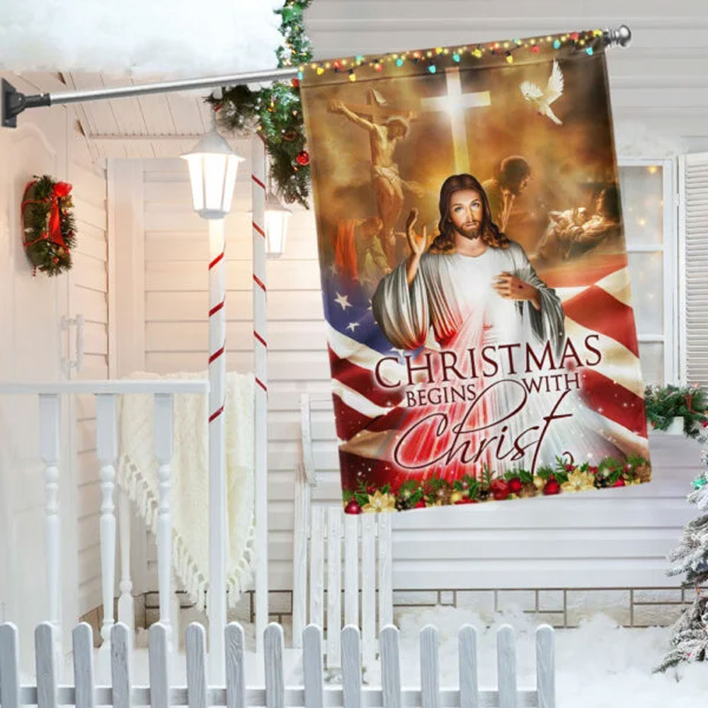 Christmas Begins with Christ Flag
