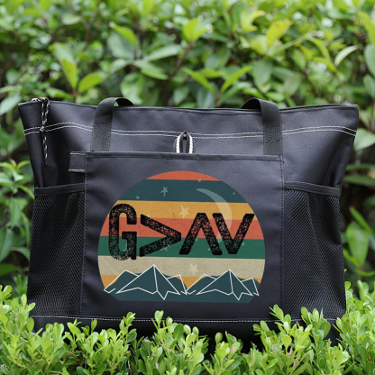 God Is Greater than the Highs and Lows Sunset Mountain Tote Bag