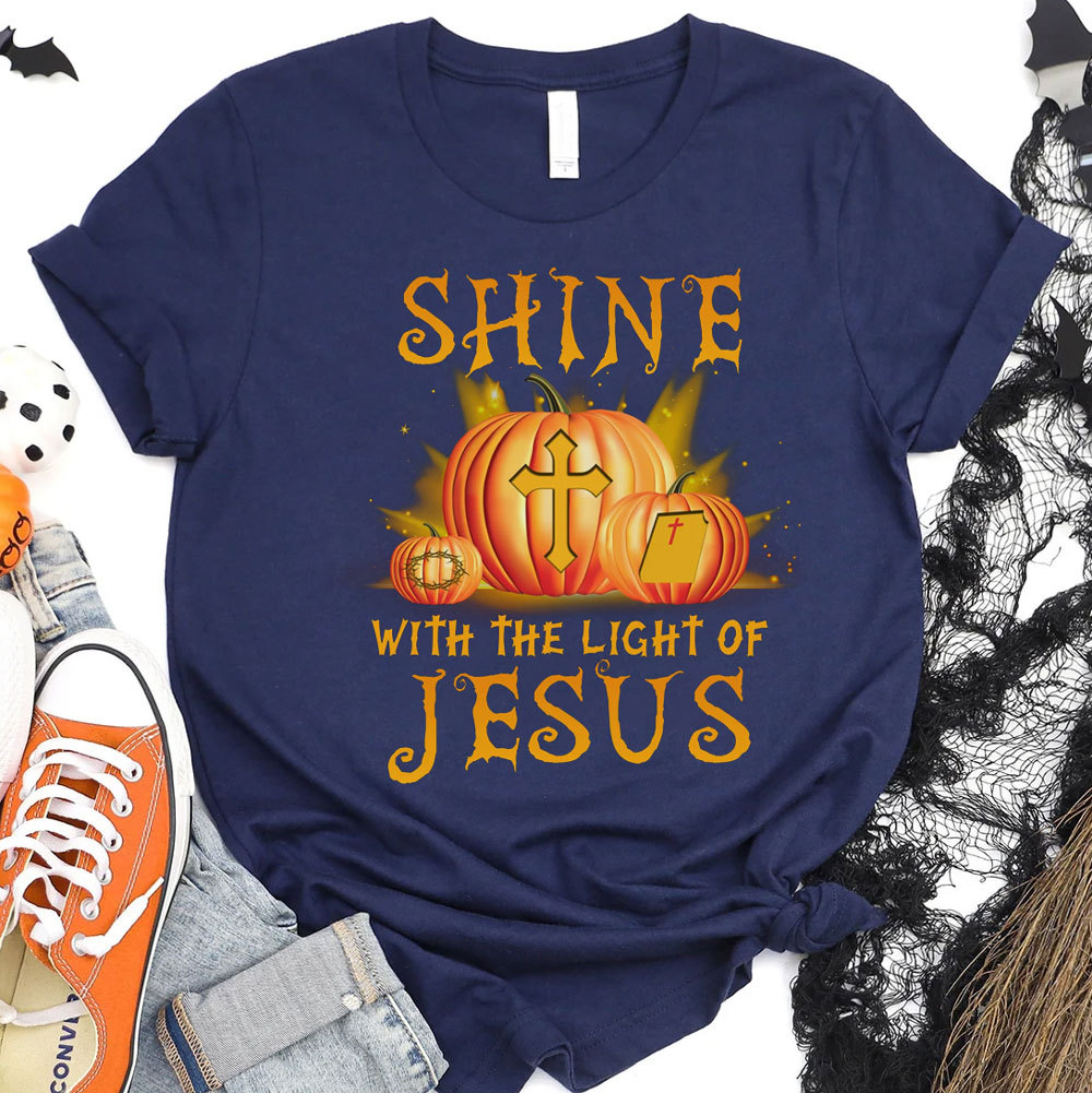 Shine with the Light of Jesus Halloween Pumpkin T-Shirt