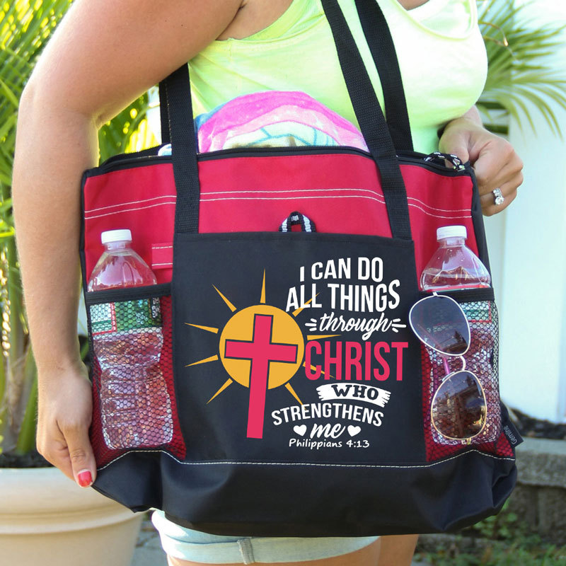 I Can Do All Things Through Christ Who Strengthens Me Guiding Cross Tote Bag