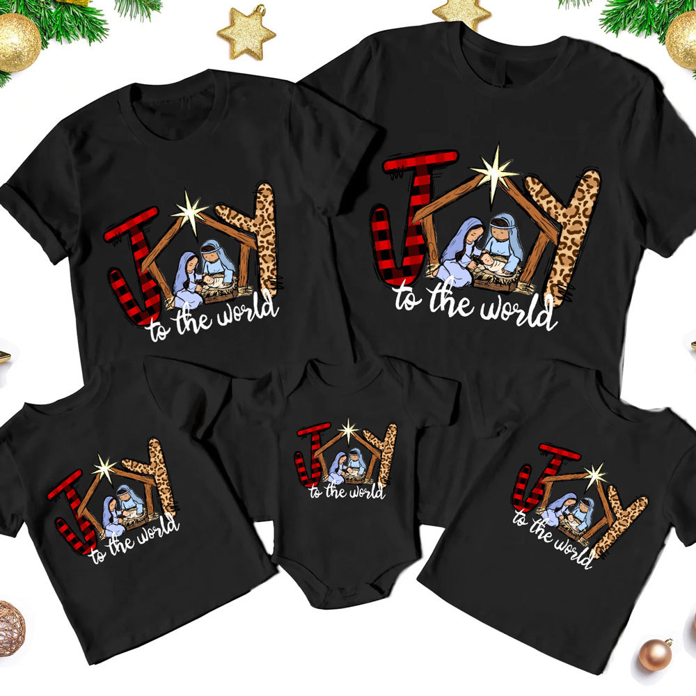 Joy to the World Christian Christmas Family Matching Shirts