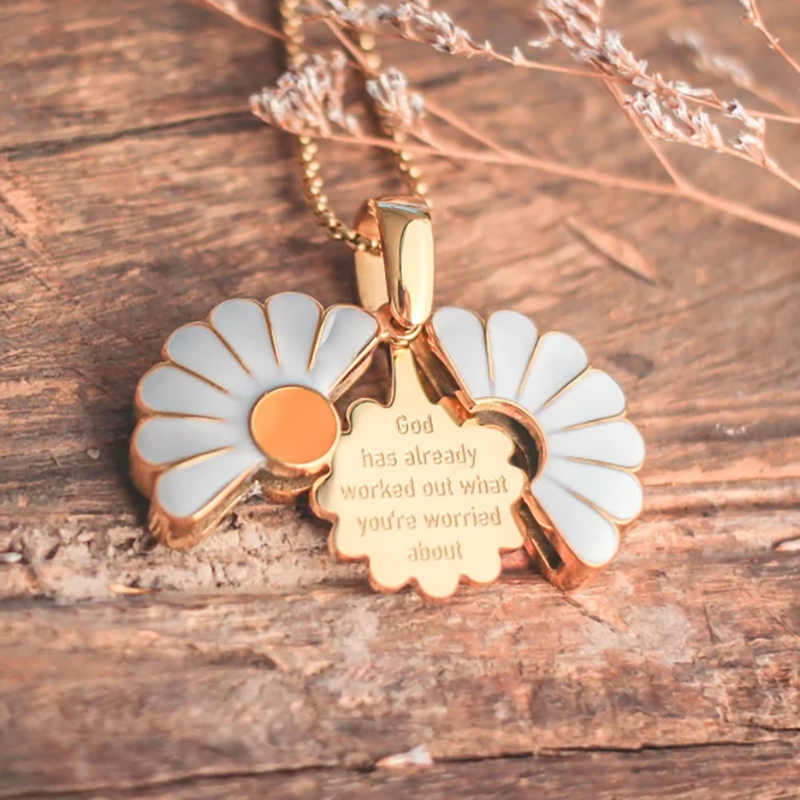 Hidden Message Daisy Locket Necklace Christian Jewelry